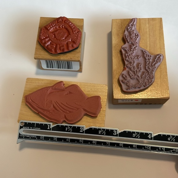 Fish and Coral Rubber Stamps, Fish Tank stamps, Sealed with a Fish stamp, lot - Picture 4 of 7